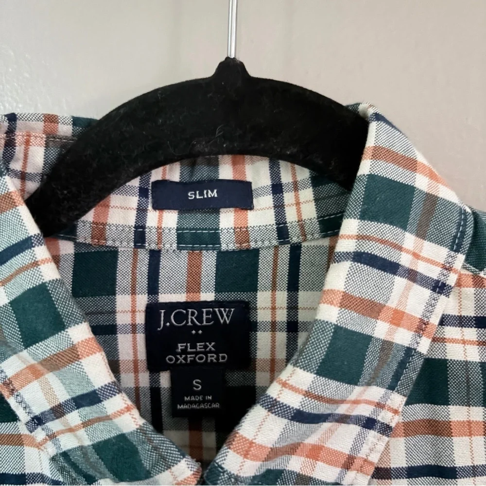 J. Crew Green and White Plaid Casual Shirt